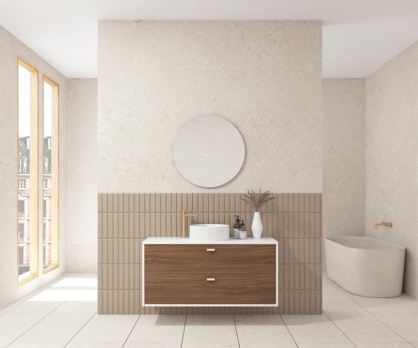 Pack OLETTE + lavabo estriado + espejo circular
