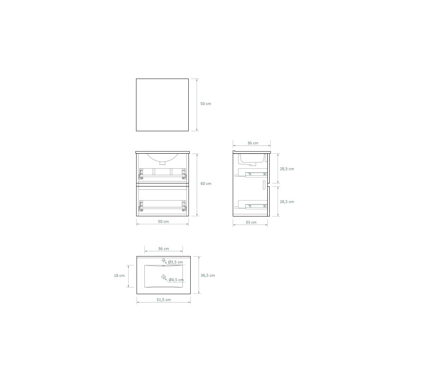 Pack CARCANS + lavabo + espejo liso