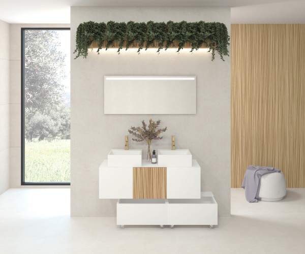 Pack SEZANNE 80 + lavabo + espejo LED + mueble auxiliar
