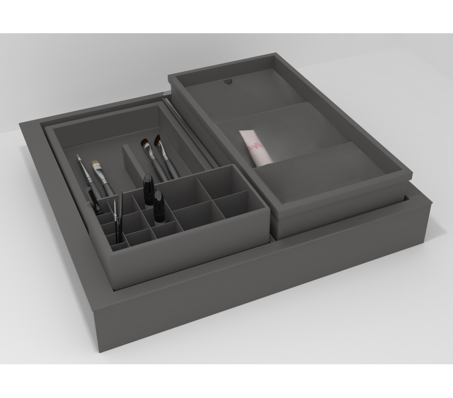 Pack accesorios SET organizador cosméticos + bandeja multifunción + caja almacenaje
