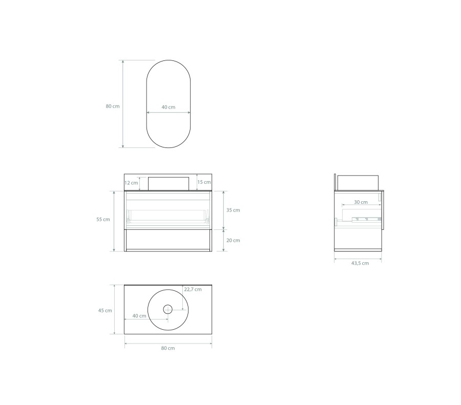 Pack BEILLE + encimera Dekton + lavabo + espejo cápsula
