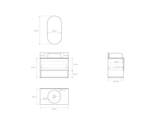 Pack BEILLE + encimera Dekton + lavabo + espejo cápsula