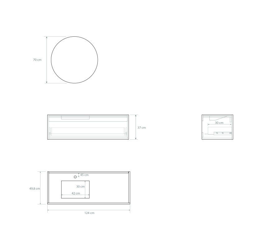 Pack GALIBIER + lavabo Dekton + espejo circular