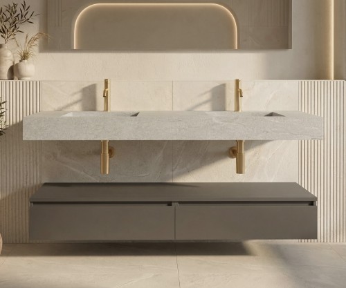 Pack ORIGINE PETRALISSE + lavabo piedra sinterizada + espejo cápsula