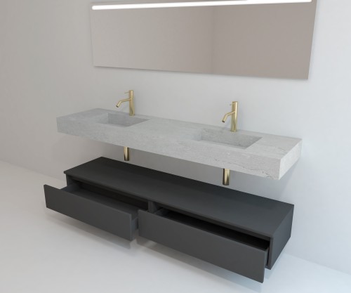 Pack ORIGINE PETRALISSE + lavabo piedra sinterizada + espejo cápsula