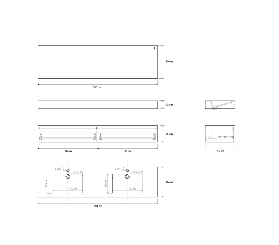 Pack ORIGINE PETRALISSE + lavabo piedra sinterizada + espejo cápsula