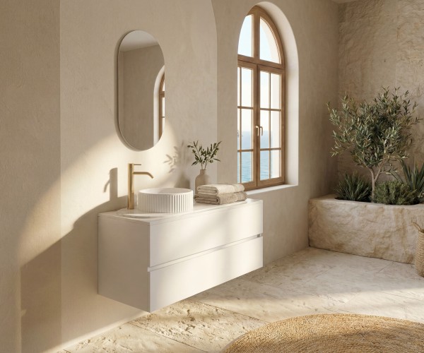 Pack LAUSANNE + encimera Dekton + lavabo estriado + espejo cápsula