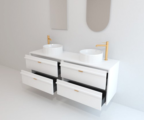 Pack DAMMARIE + lavabo estriado + espejo alma