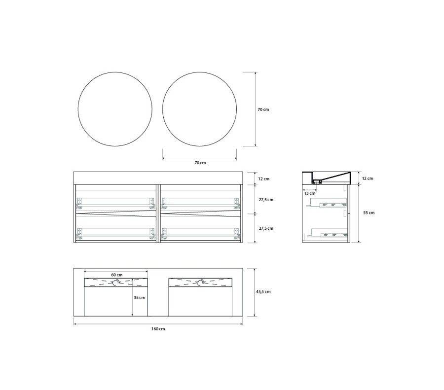 Pack DENAIN + lavabo Dekton + espejo circular