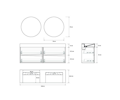 Pack DENAIN + lavabo Dekton + espejo circular
