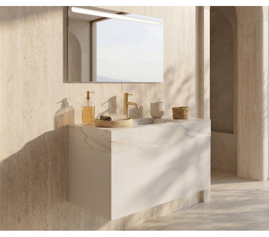 Pack SOLOGNE + lavabo piedra sinterizada + espejo LED