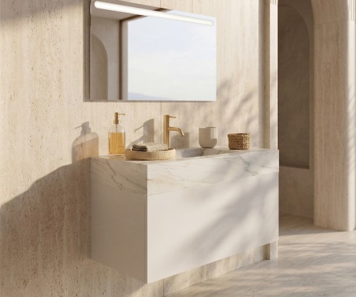 Pack SOLOGNE + lavabo piedra sinterizada + espejo LED