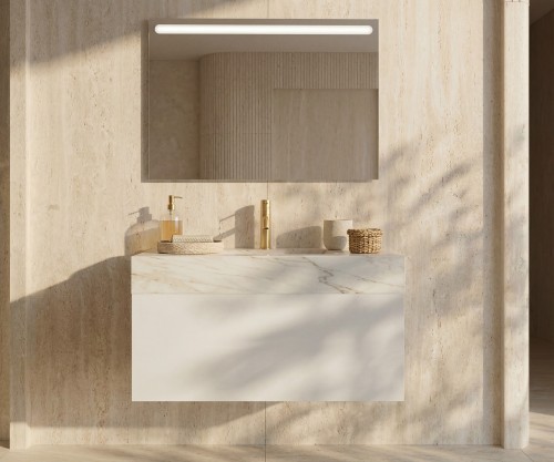 Pack SOLOGNE + lavabo piedra sinterizada + espejo LED