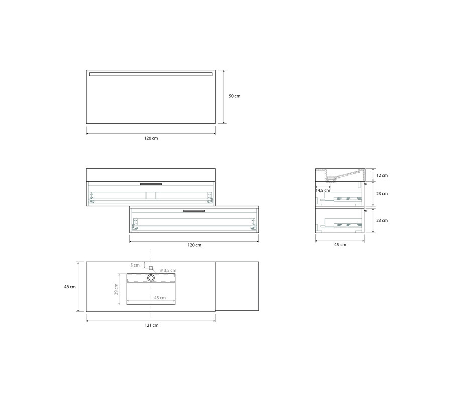 Pack DAUPHINÉ + lavabo piedra sinterizada + espejo LED