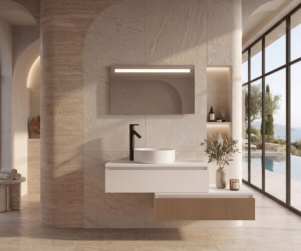 Pack TABOR + lavabo + espejo LED 2