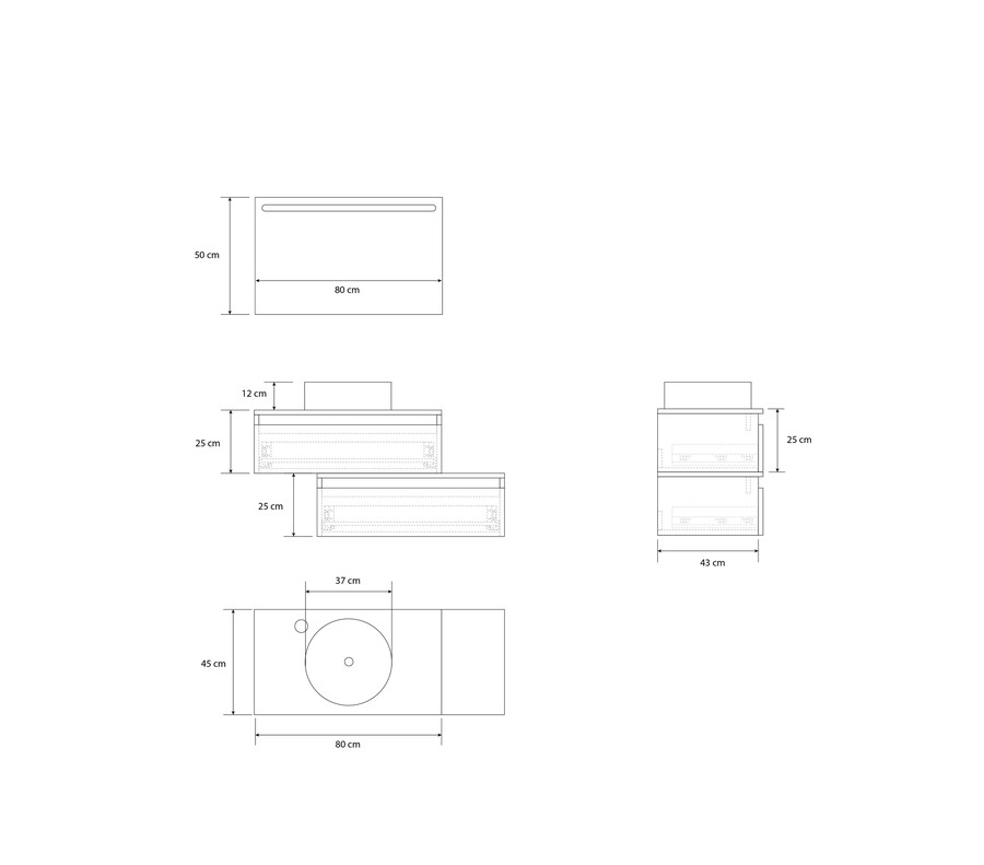Pack TABOR + lavabo + espejo LED