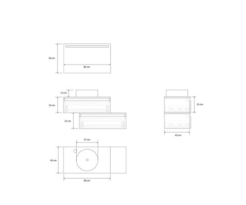 Pack TABOR + lavabo + espejo LED