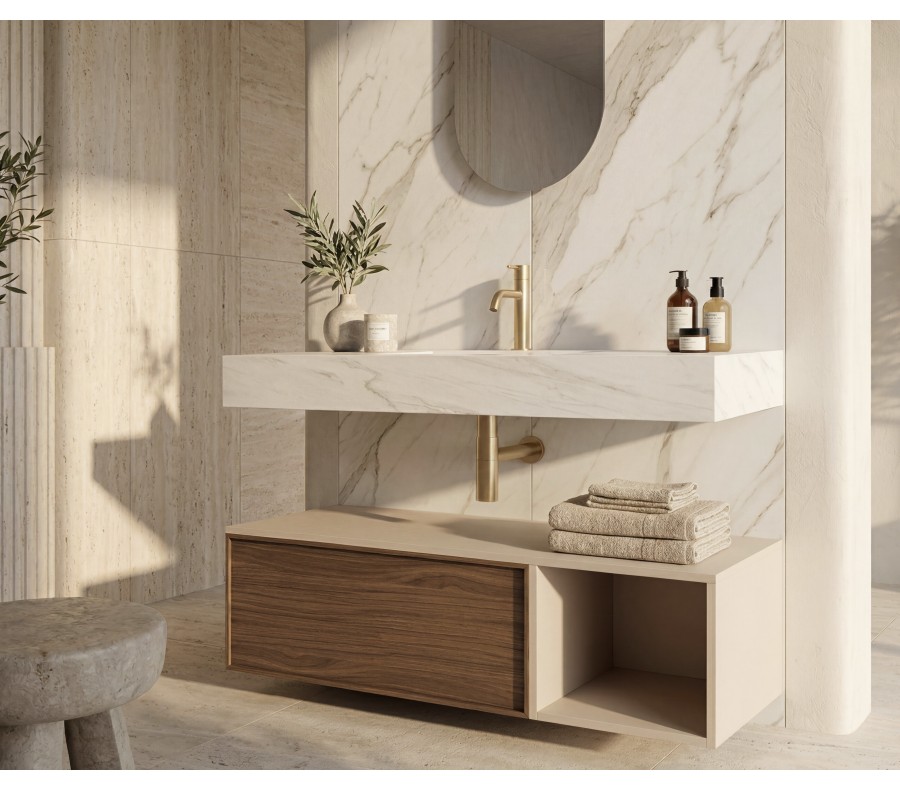 Pack LORRAINE + lavabo  piedra sinterizada + espejo cápsula