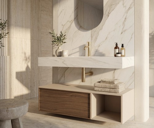 Pack LORRAINE + lavabo  piedra sinterizada + espejo cápsula