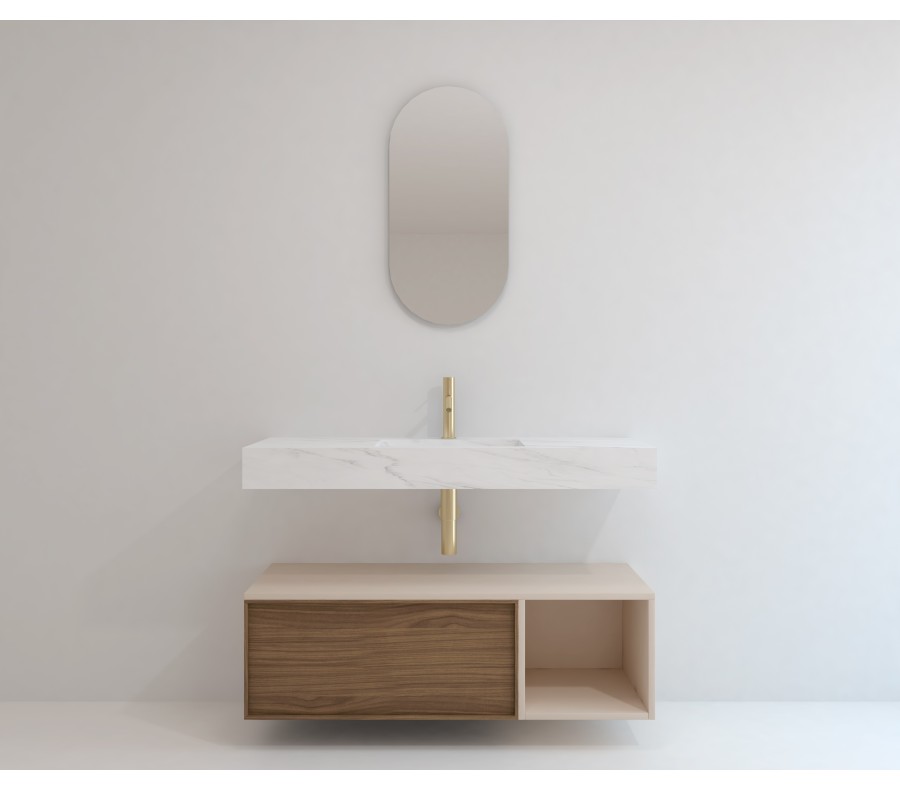Pack LORRAINE + lavabo  piedra sinterizada + espejo cápsula