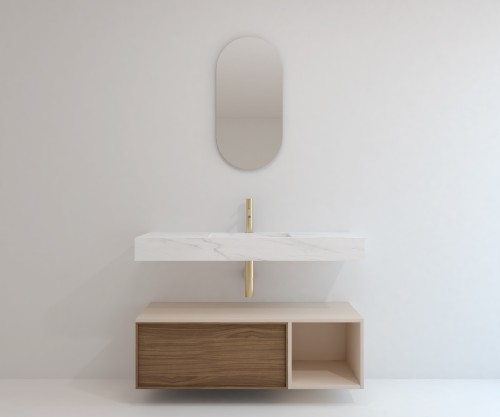 Pack LORRAINE + lavabo  piedra sinterizada + espejo cápsula