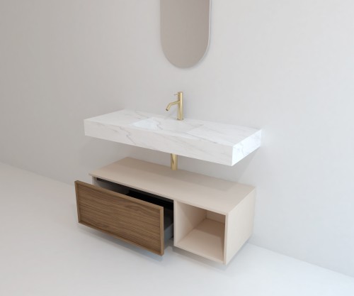 Pack LORRAINE + lavabo  piedra sinterizada + espejo cápsula