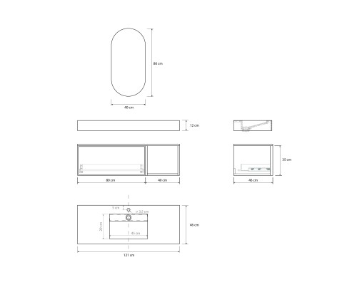 Pack LORRAINE + lavabo  piedra sinterizada + espejo cápsula