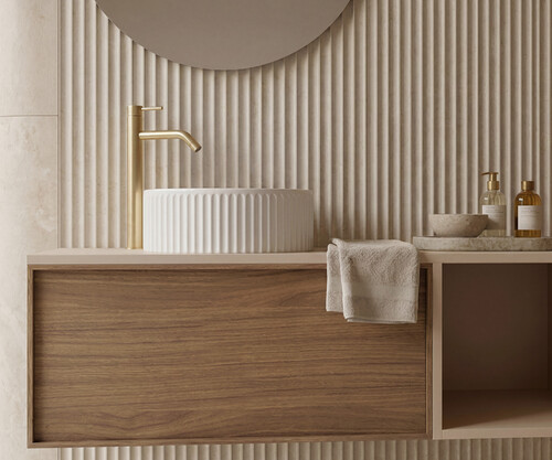Pack MARENNE + lavabo estriado + espejo circular