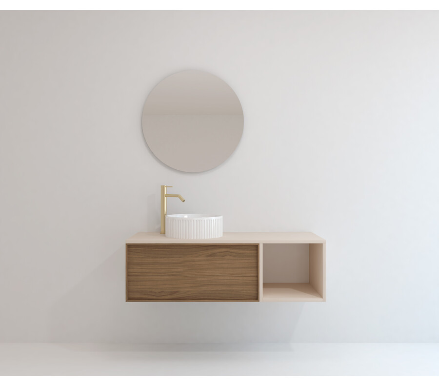 Pack MARENNE + lavabo estriado + espejo circular
