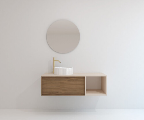 Pack MARENNE + lavabo estriado + espejo circular