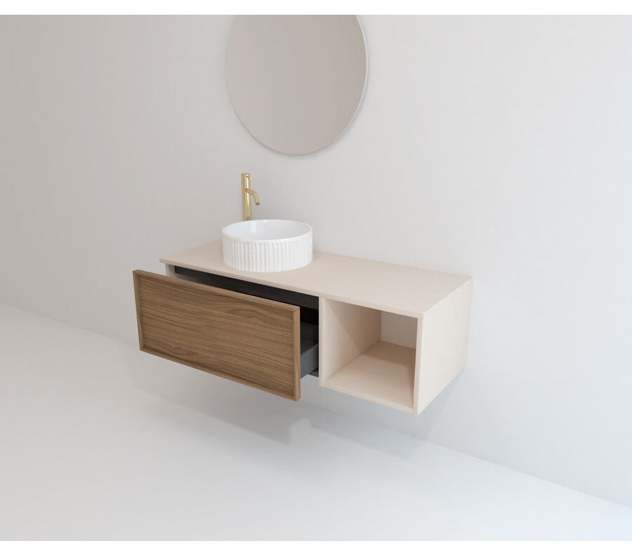 Pack MARENNE + lavabo estriado + espejo circular