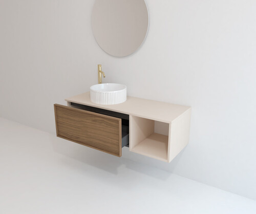 Pack MARENNE + lavabo estriado + espejo circular
