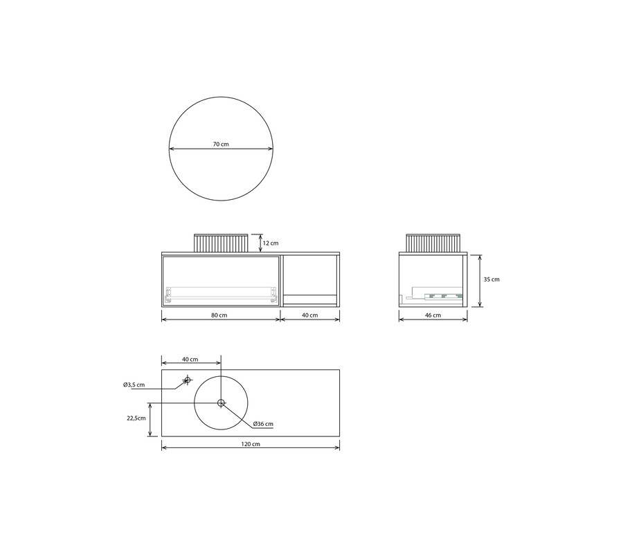 Pack MARENNE + lavabo estriado + espejo circular