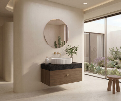 Pack AVIGNON + encimera Dekton + lavabo estriado + espejo circular