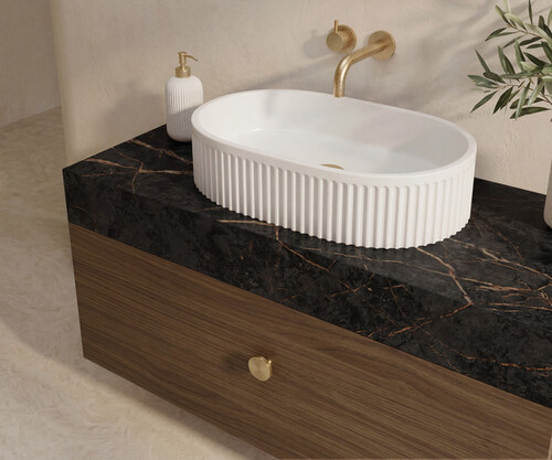 Pack AVIGNON + encimera Dekton + lavabo estriado + espejo circular