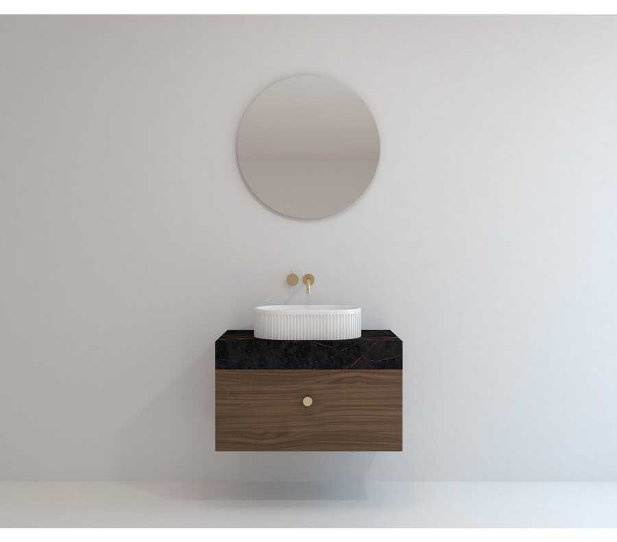 Pack AVIGNON + encimera Dekton + lavabo estriado + espejo circular