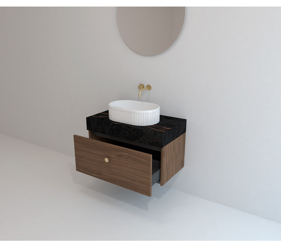 Pack AVIGNON + encimera Dekton + lavabo estriado + espejo circular