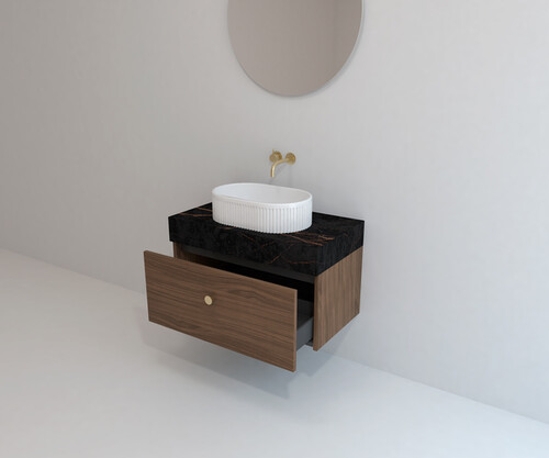 Pack AVIGNON + encimera Dekton + lavabo estriado + espejo circular