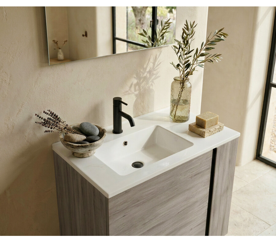 Pack ALEGHE PIED + lavabo + espejo liso