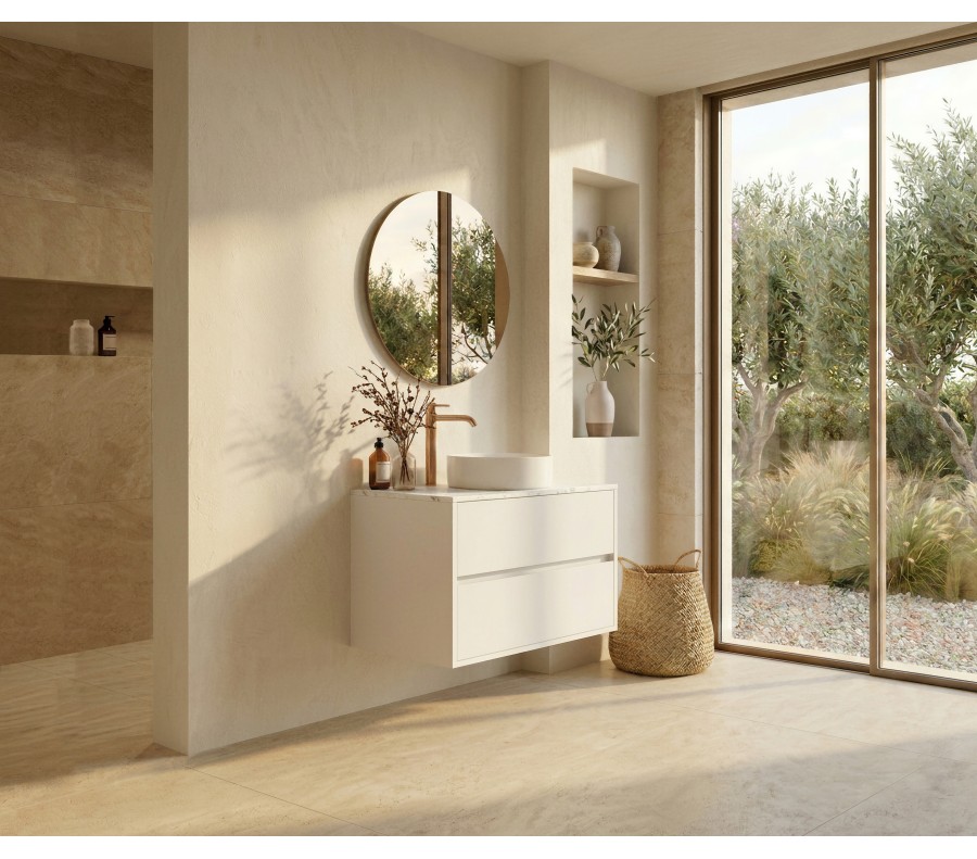 Pack SASSIÈRE + encimera Dekton + lavabo + espejo redondo