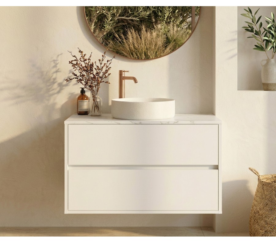 Pack SASSIÈRE + encimera Dekton + lavabo + espejo redondo