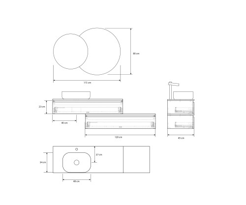 Pack SANCY-STYLE + lavabo + espejo LORENA