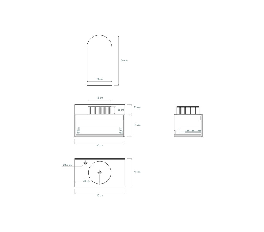 Pack LOUET + encimera dekton + lavabo + espejo alma