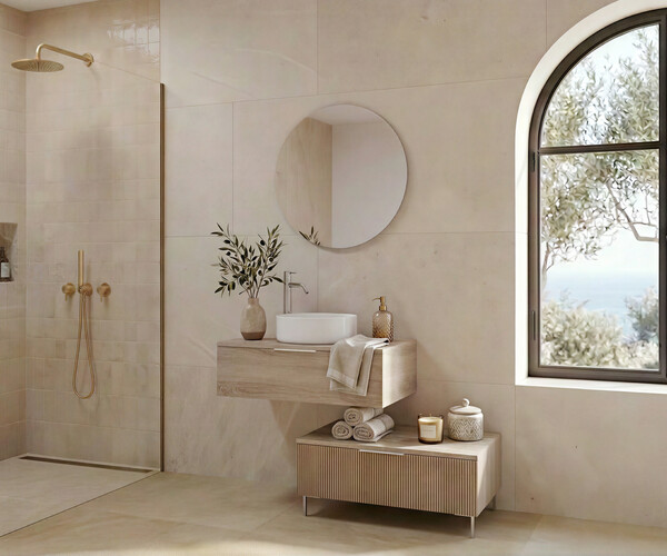 Pack CANTAL + lavabo + espejo circular 2