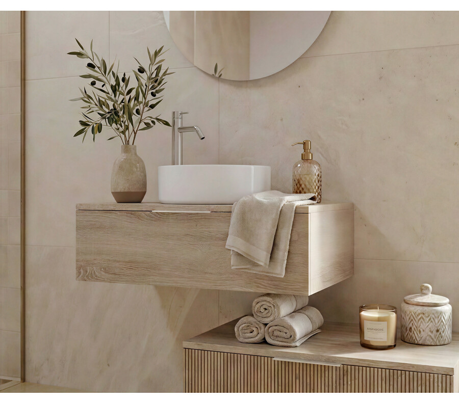 Pack CANTAL + lavabo + espejo circular
