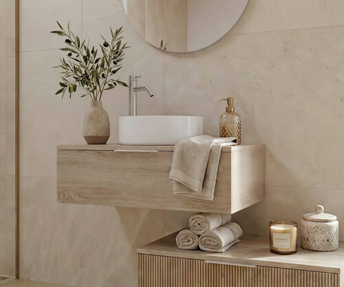 Pack CANTAL + lavabo + espejo circular