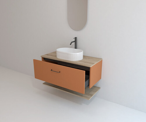 Pack CHAMBÉRY + estante + lavabo estriado + espejo cápsula