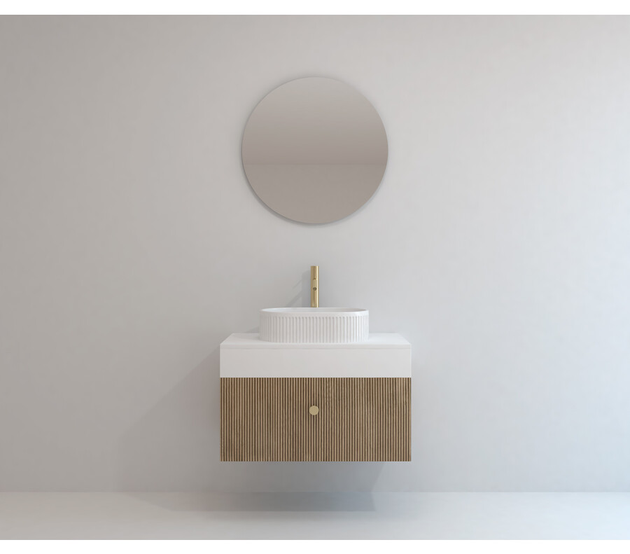 Pack AQUITAINE + lavabo estriado + espejo circular