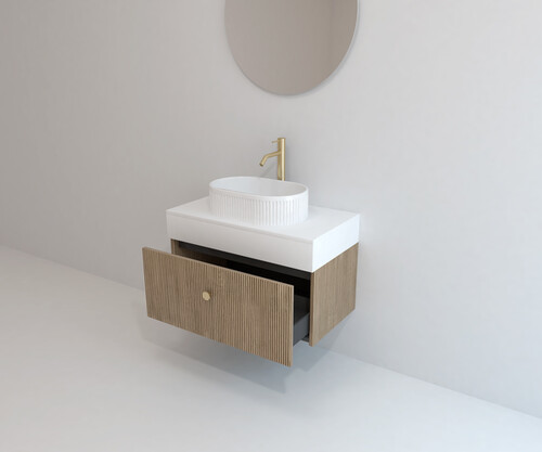 Pack AQUITAINE + lavabo estriado + espejo circular