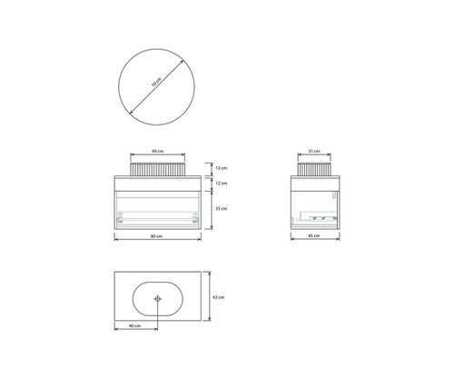 Pack AQUITAINE + lavabo estriado + espejo circular
